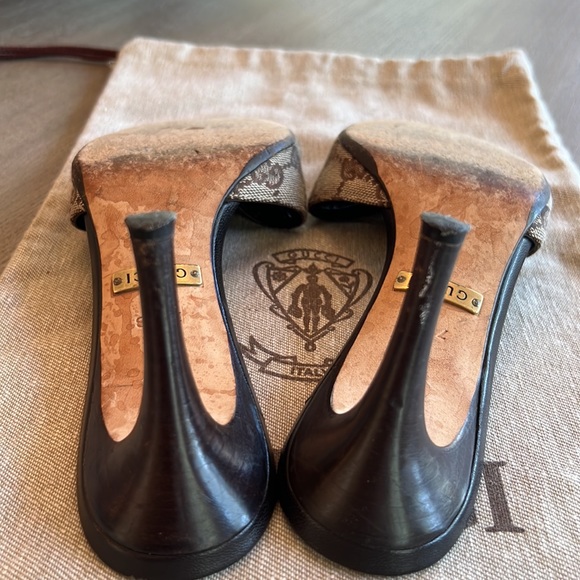 Vintage Gucci Brown Heeled Slides - Picture 7 of 7